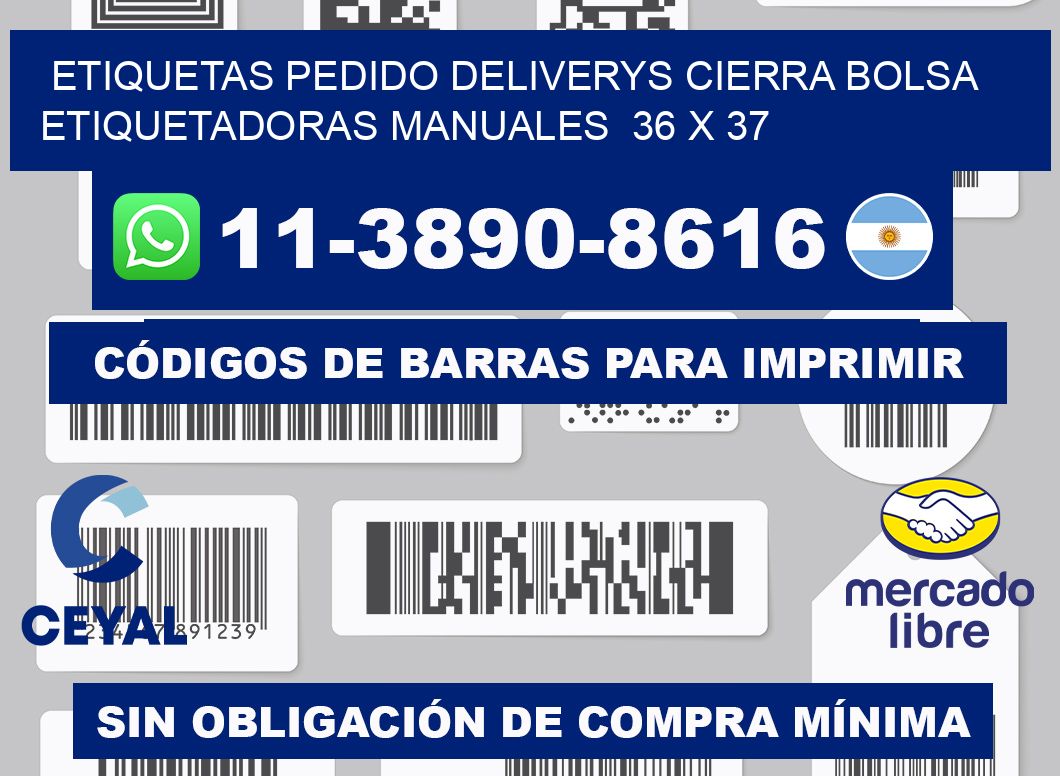 etiquetas pedido deliverys cierra bolsa  Etiquetadoras Manuales  36 x 37
