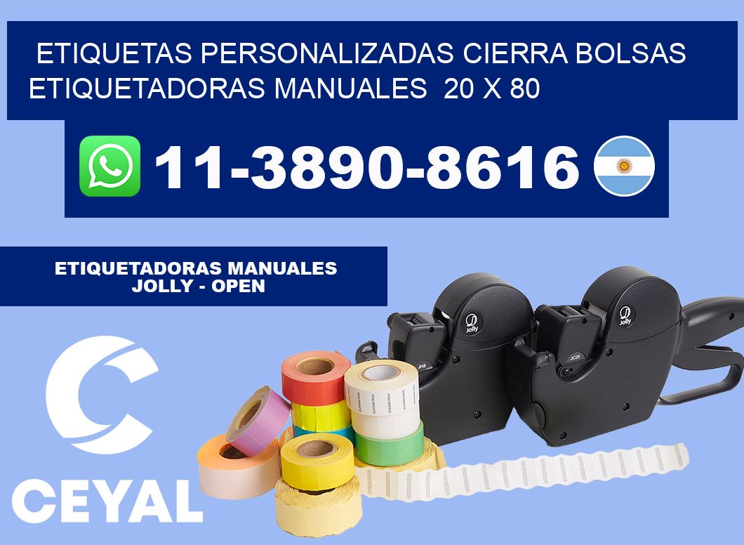 etiquetas personalizadas cierra bolsas Etiquetadoras Manuales 20 x 80