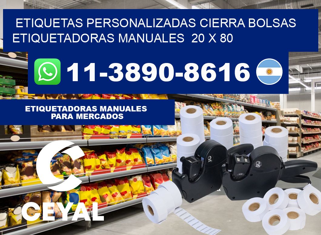 etiquetas personalizadas cierra bolsas Etiquetadoras Manuales 20 x 80