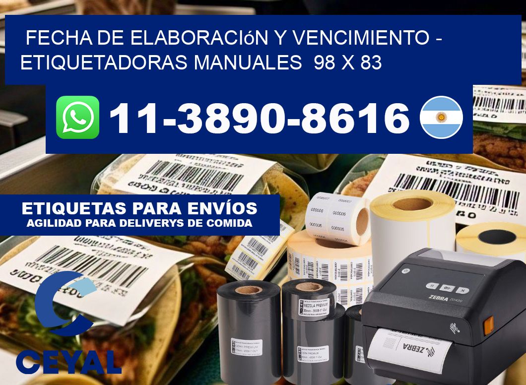 fecha de elaboración y vencimiento - Etiquetadoras Manuales 98 x 83