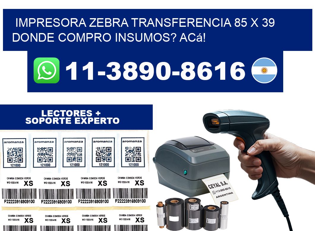 impresora zebra transferencia 85 x 39 Donde compro insumos? Acá!