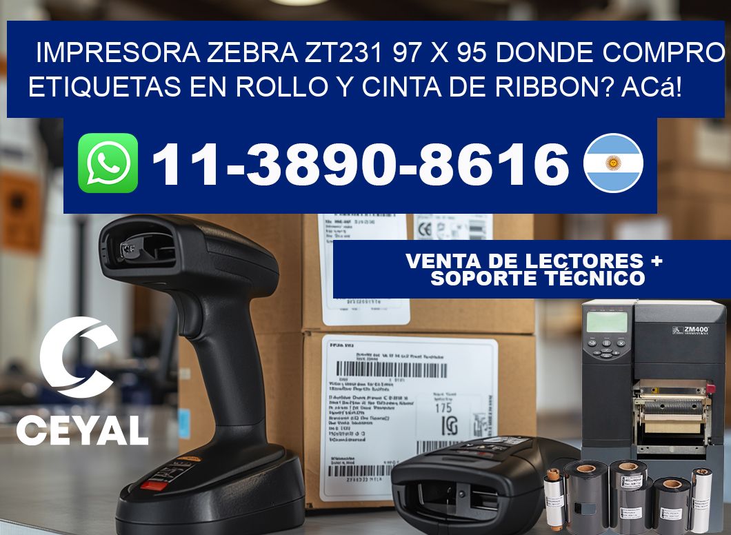impresora zebra zt231 97 x 95 Donde compro etiquetas en rollo y cinta de ribbon? Acá!
