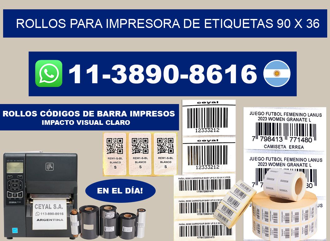 rollos para impresora de etiquetas 90 x 36