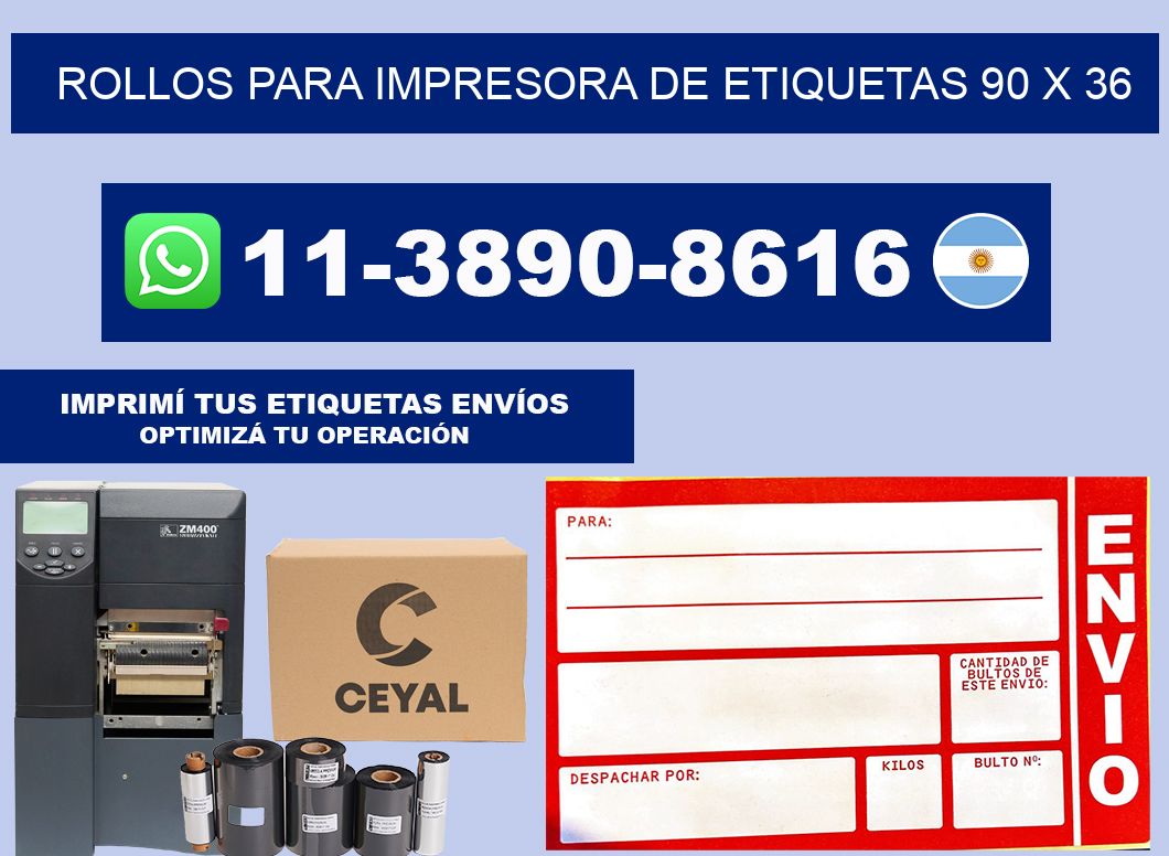 rollos para impresora de etiquetas 90 x 36