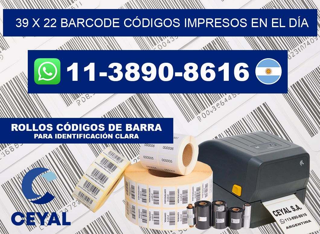 39 x 22 BARCODE CÓDIGOS IMPRESOS EN EL DÍA