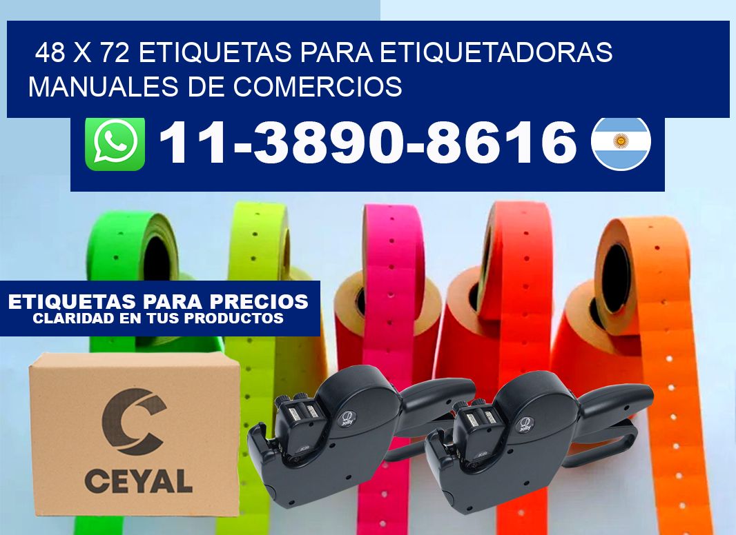 48 x 72 etiquetas para etiquetadoras manuales de comercios