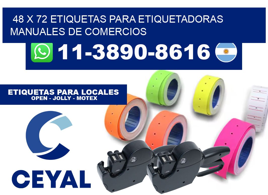48 x 72 etiquetas para etiquetadoras manuales de comercios