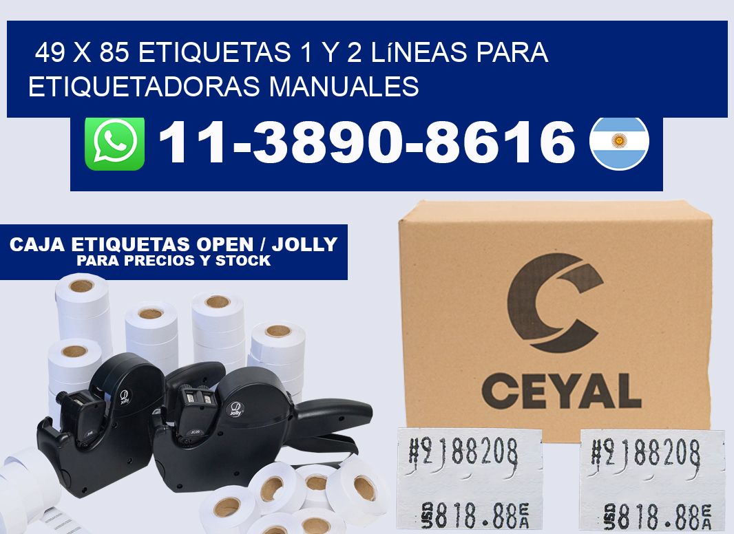 49 x 85 Etiquetas 1 y 2 líneas para etiquetadoras manuales