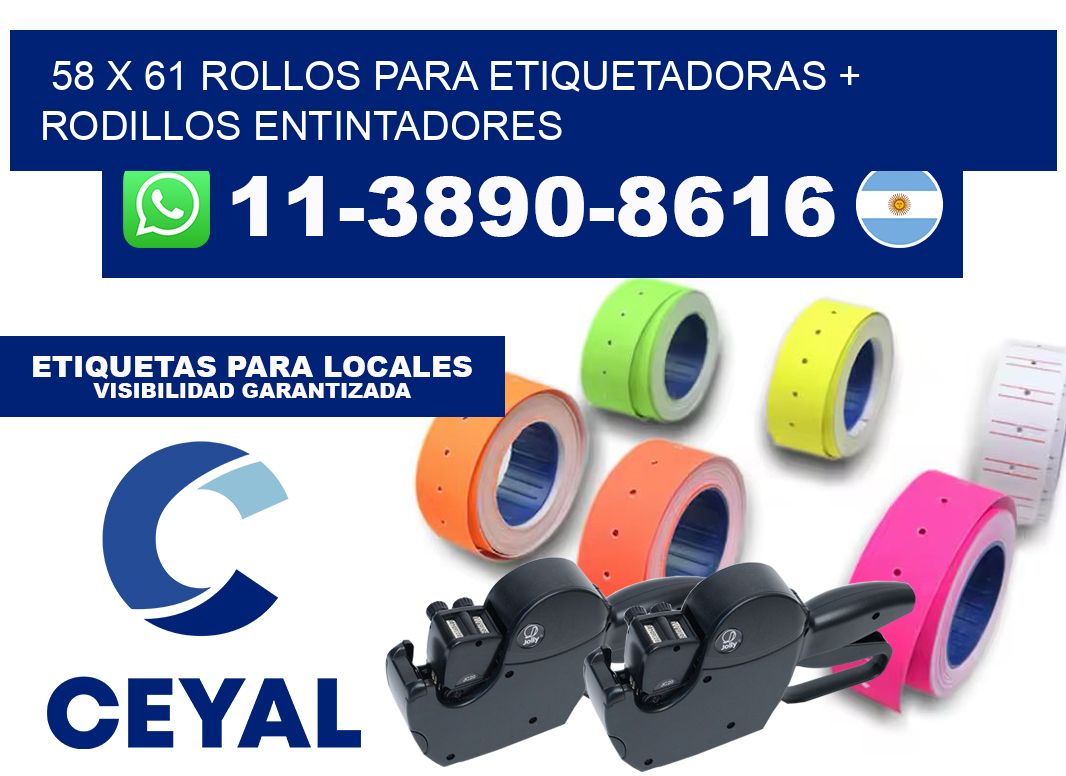 58 x 61 rollos para etiquetadoras + rodillos entintadores