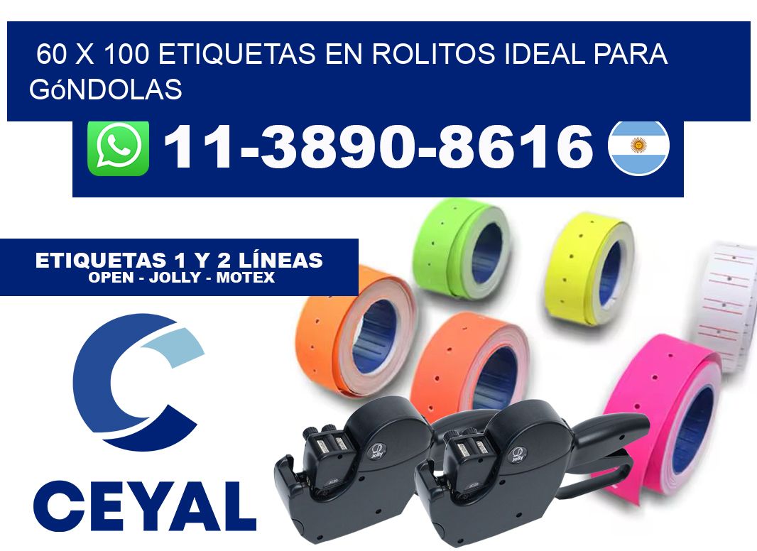 60 x 100 etiquetas en rolitos ideal para góndolas