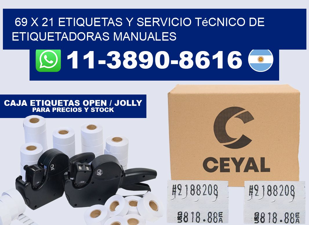 69 x 21 etiquetas y servicio técnico de etiquetadoras manuales