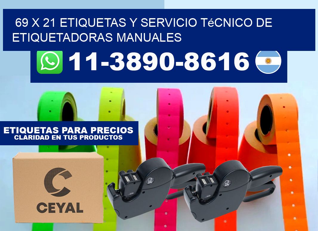 69 x 21 etiquetas y servicio técnico de etiquetadoras manuales
