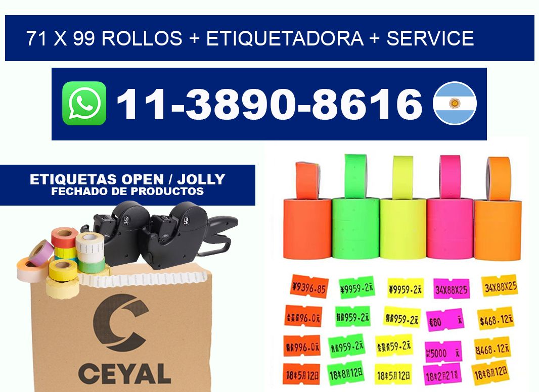 71 x 99 rollos + etiquetadora + service