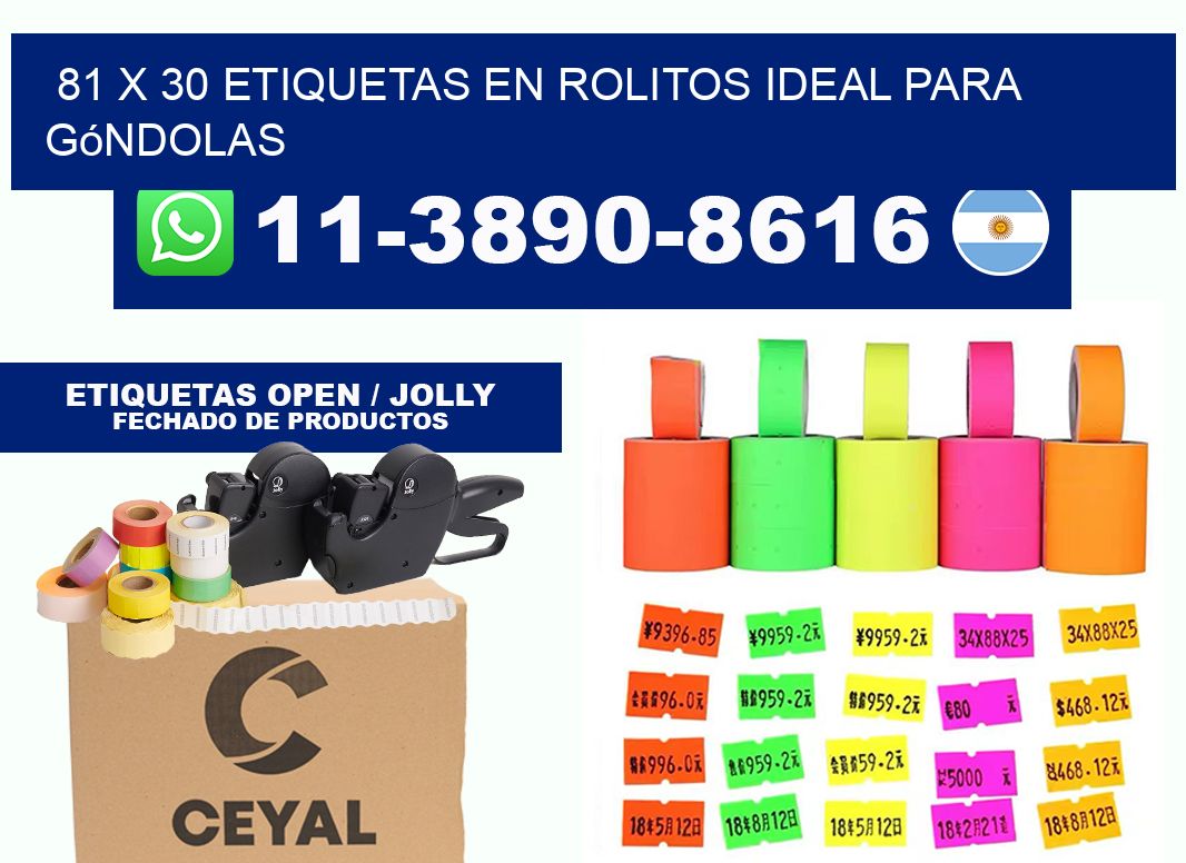 81 x 30 etiquetas en rolitos ideal para góndolas
