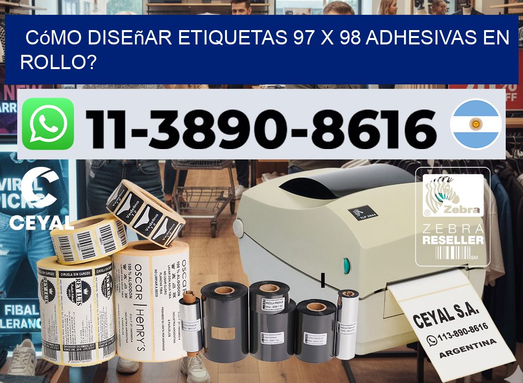 Cómo diseñar etiquetas 97 x 98 adhesivas en rollo?