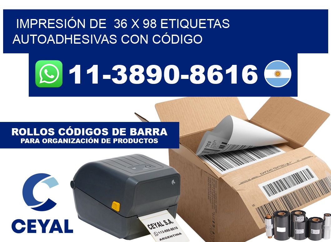 IMPRESIÓN DE  36 x 98 ETIQUETAS AUTOADHESIVAS CON CÓDIGO