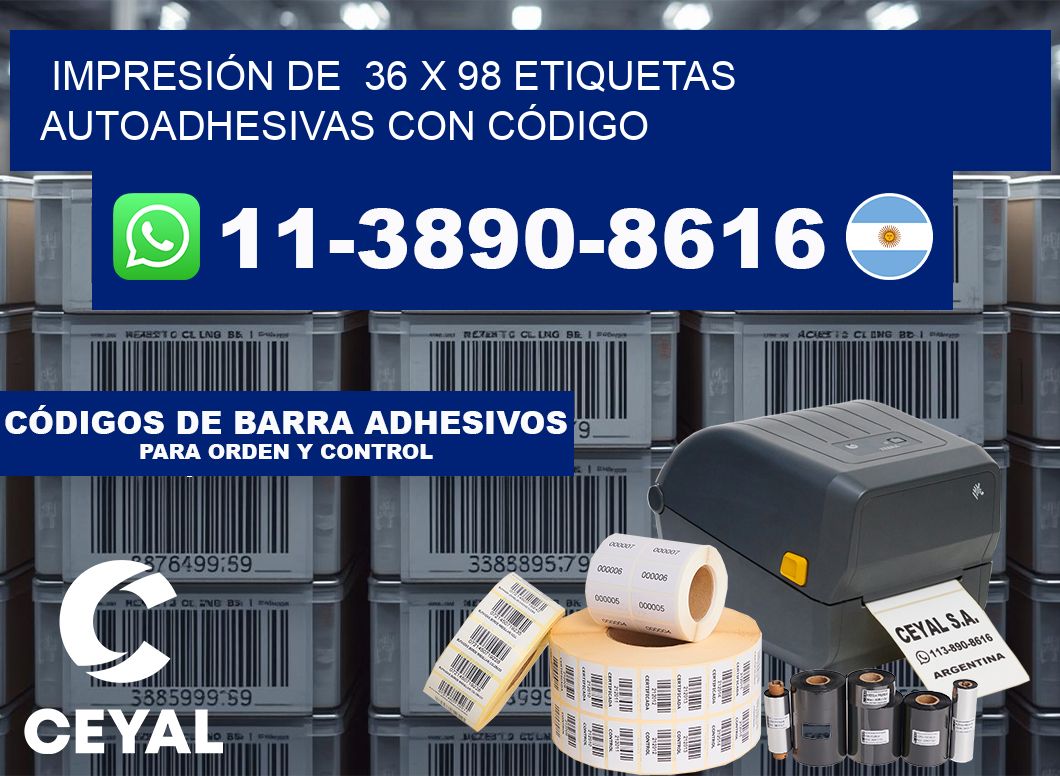 IMPRESIÓN DE  36 x 98 ETIQUETAS AUTOADHESIVAS CON CÓDIGO