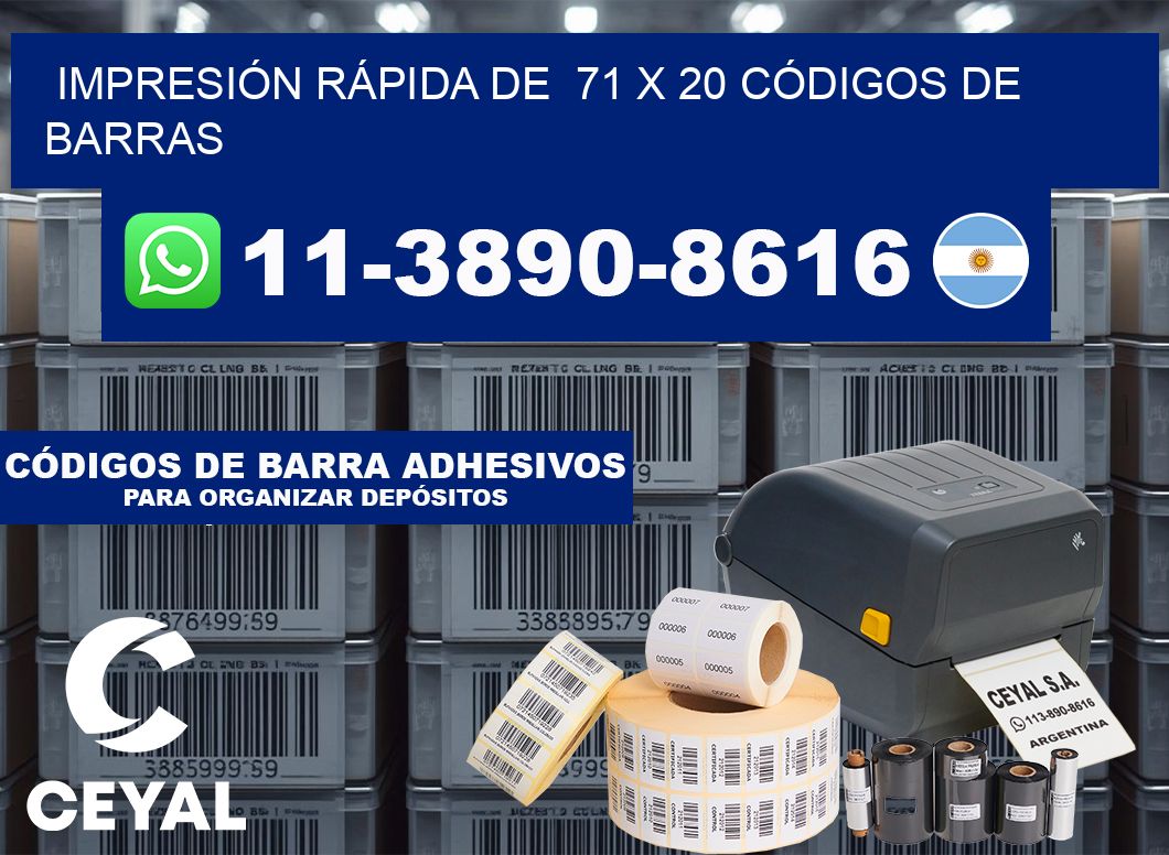 IMPRESIÓN RÁPIDA DE  71 x 20 CÓDIGOS DE BARRAS