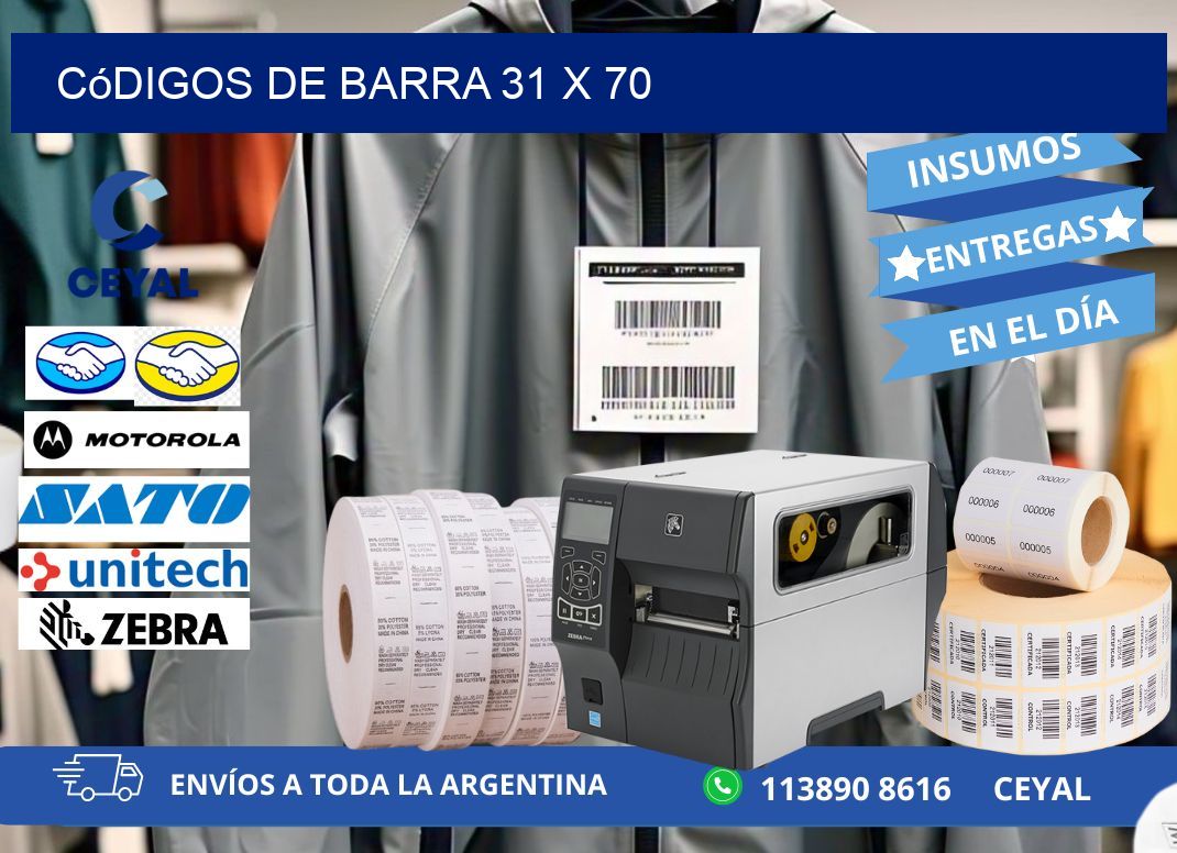 códigos de barra 31 x 70