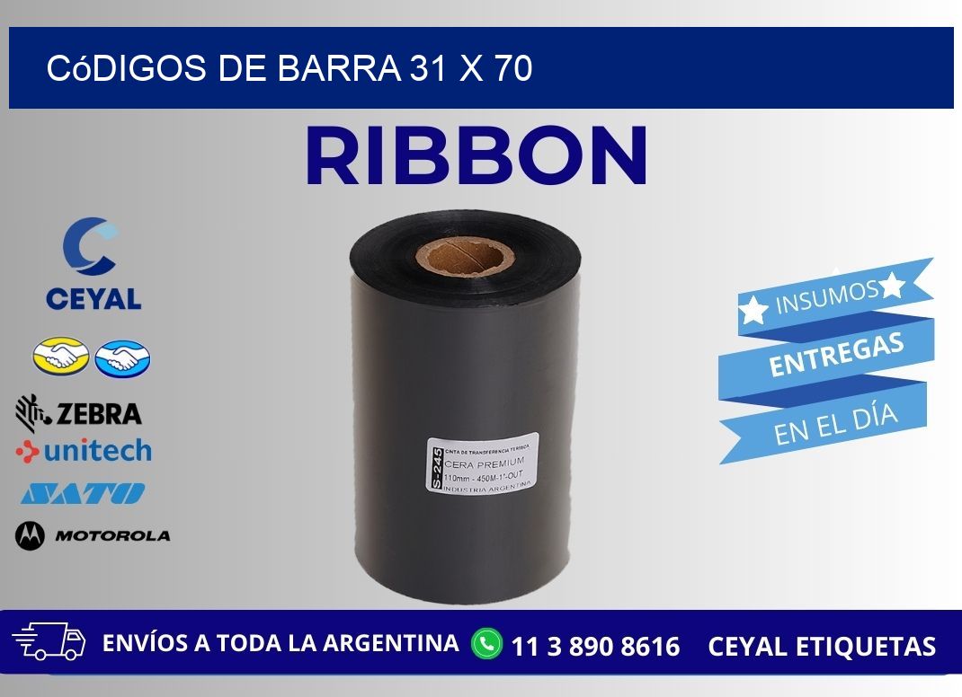 códigos de barra 31 x 70