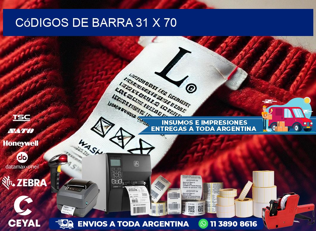 códigos de barra 31 x 70