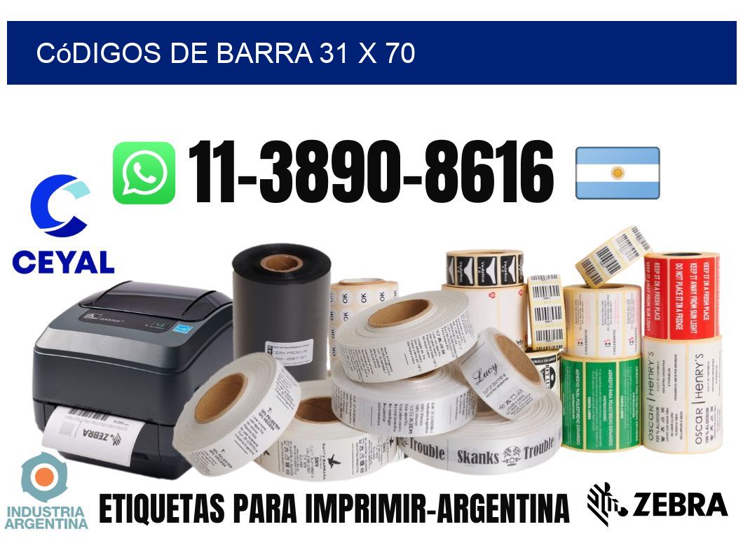 códigos de barra 31 x 70