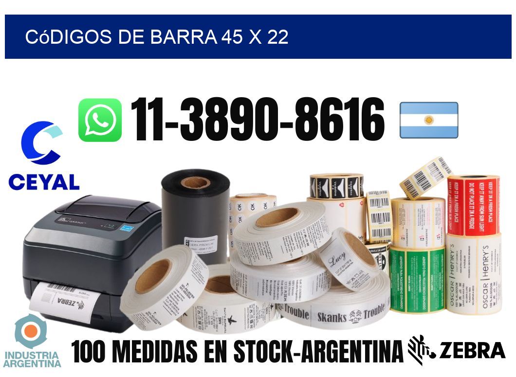códigos de barra 45 x 22
