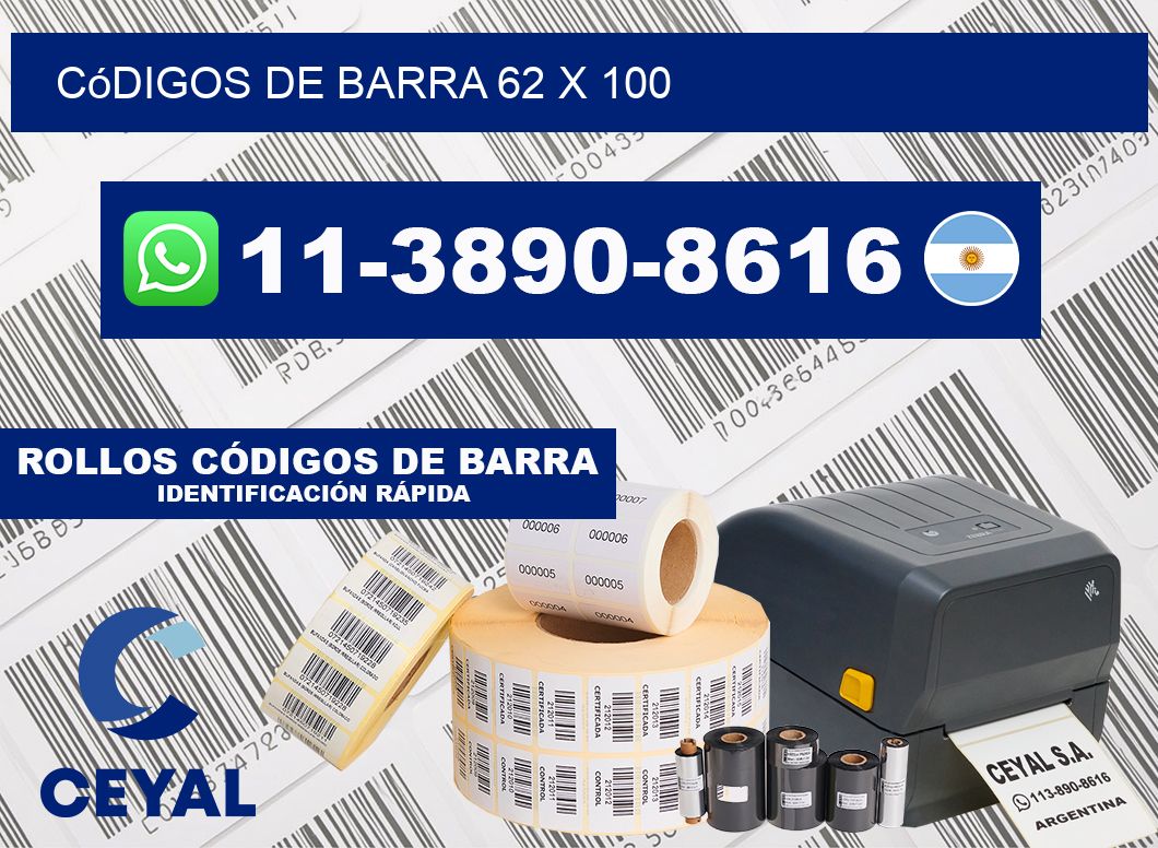 códigos de barra 62 x 100