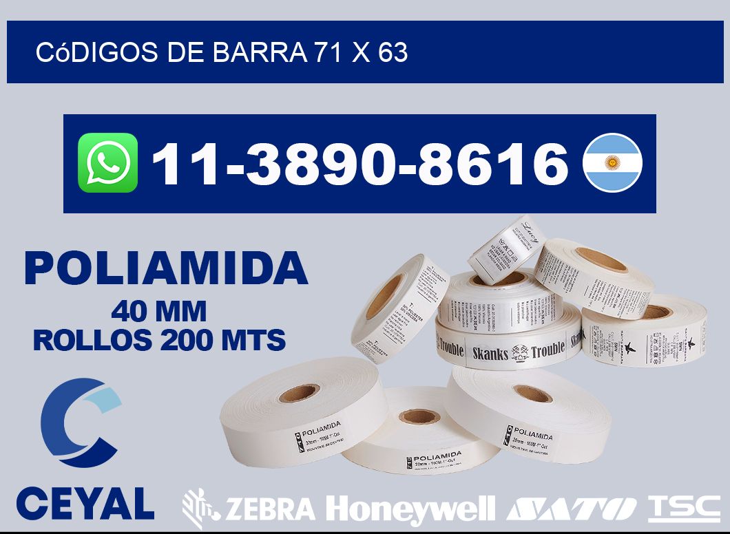 códigos de barra 71 x 63