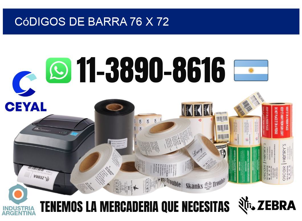 códigos de barra 76 x 72
