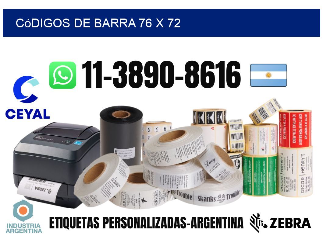 códigos de barra 76 x 72