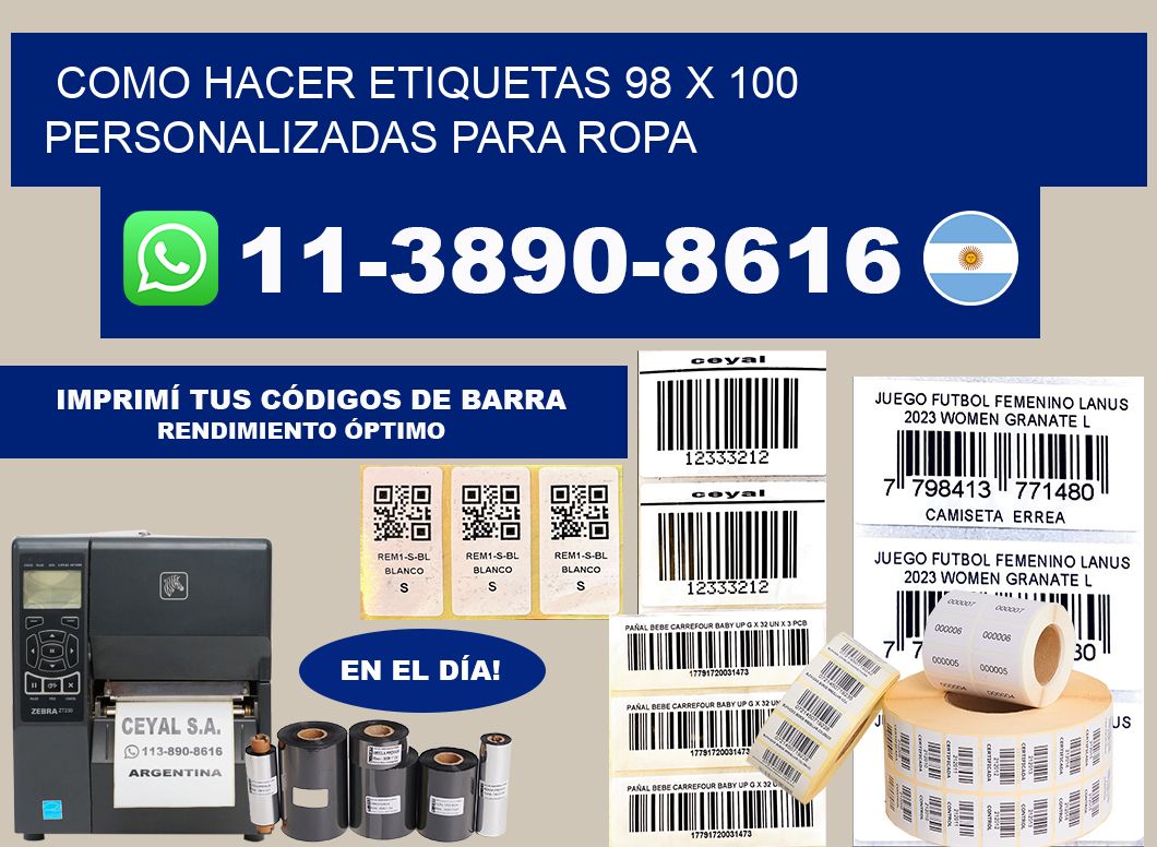 como hacer etiquetas 98 x 100 personalizadas para ropa