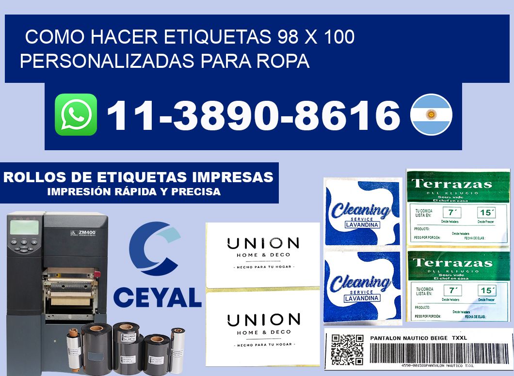 como hacer etiquetas 98 x 100 personalizadas para ropa