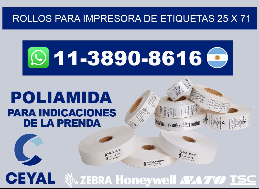 rollos para impresora de etiquetas 25 x 71