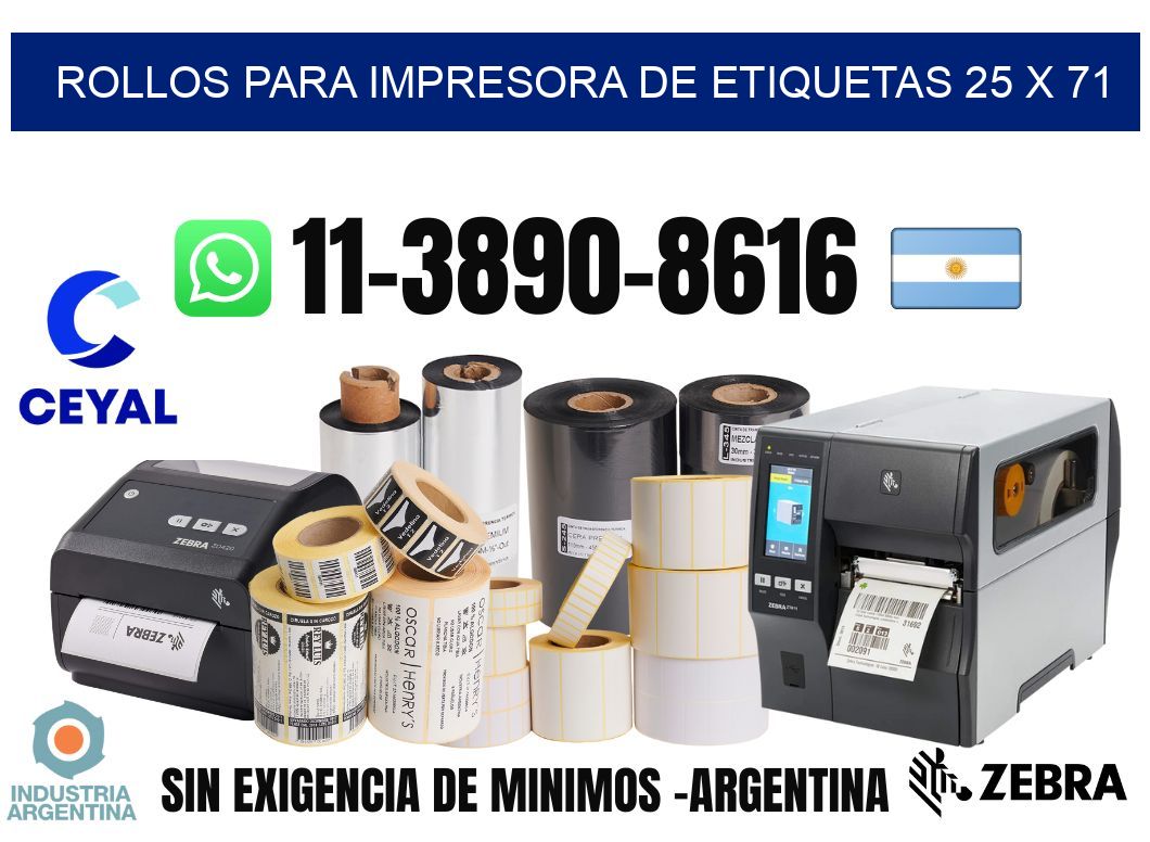 rollos para impresora de etiquetas 25 x 71