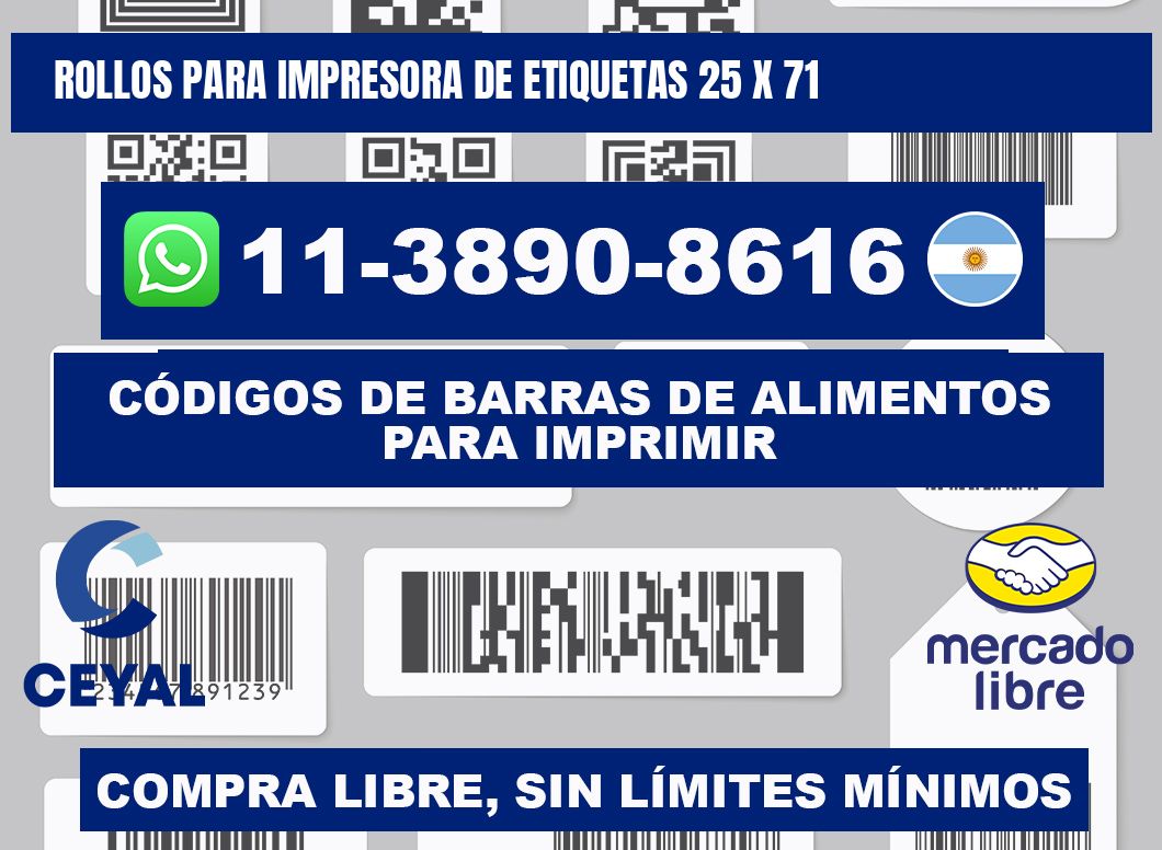 rollos para impresora de etiquetas 25 x 71