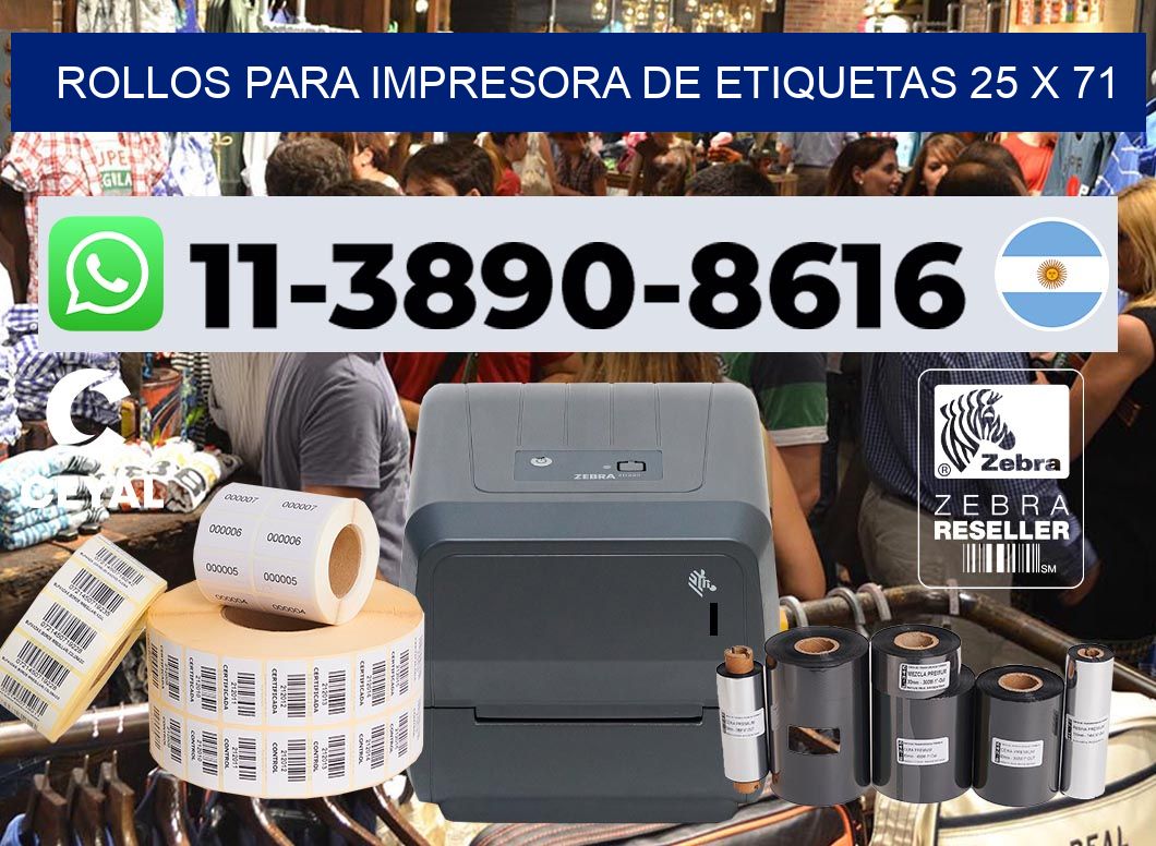 rollos para impresora de etiquetas 25 x 71