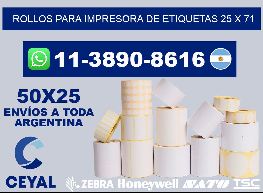 rollos para impresora de etiquetas 25 x 71