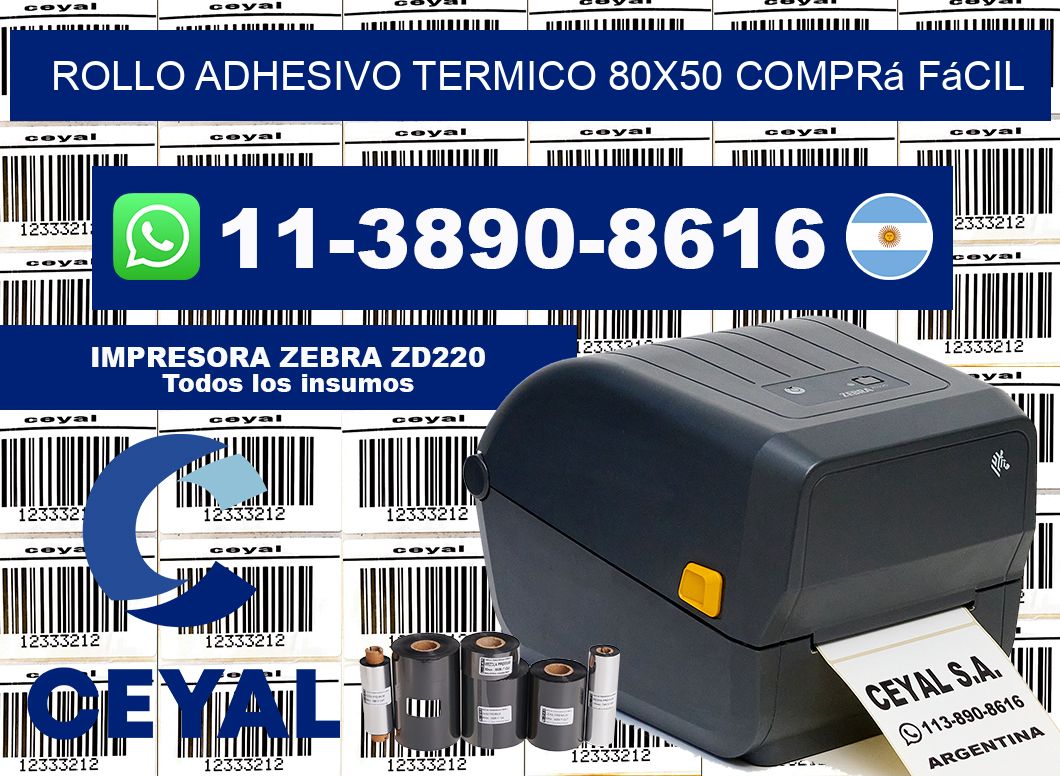 ROLLO ADHESIVO TERMICO 80x50 Comprá fácil