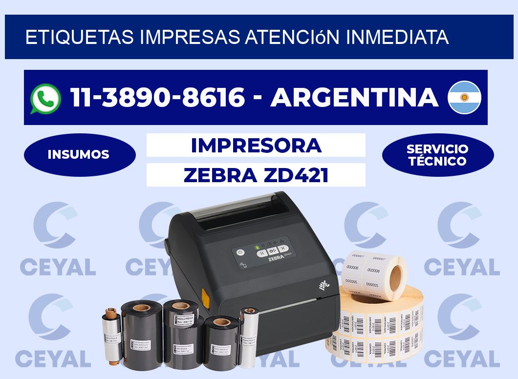 etiquetas impresas Atención inmediata