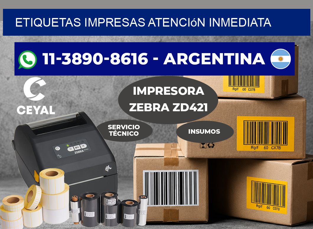 etiquetas impresas Atención inmediata