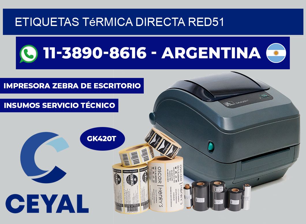 etiquetas térmica directa RED51