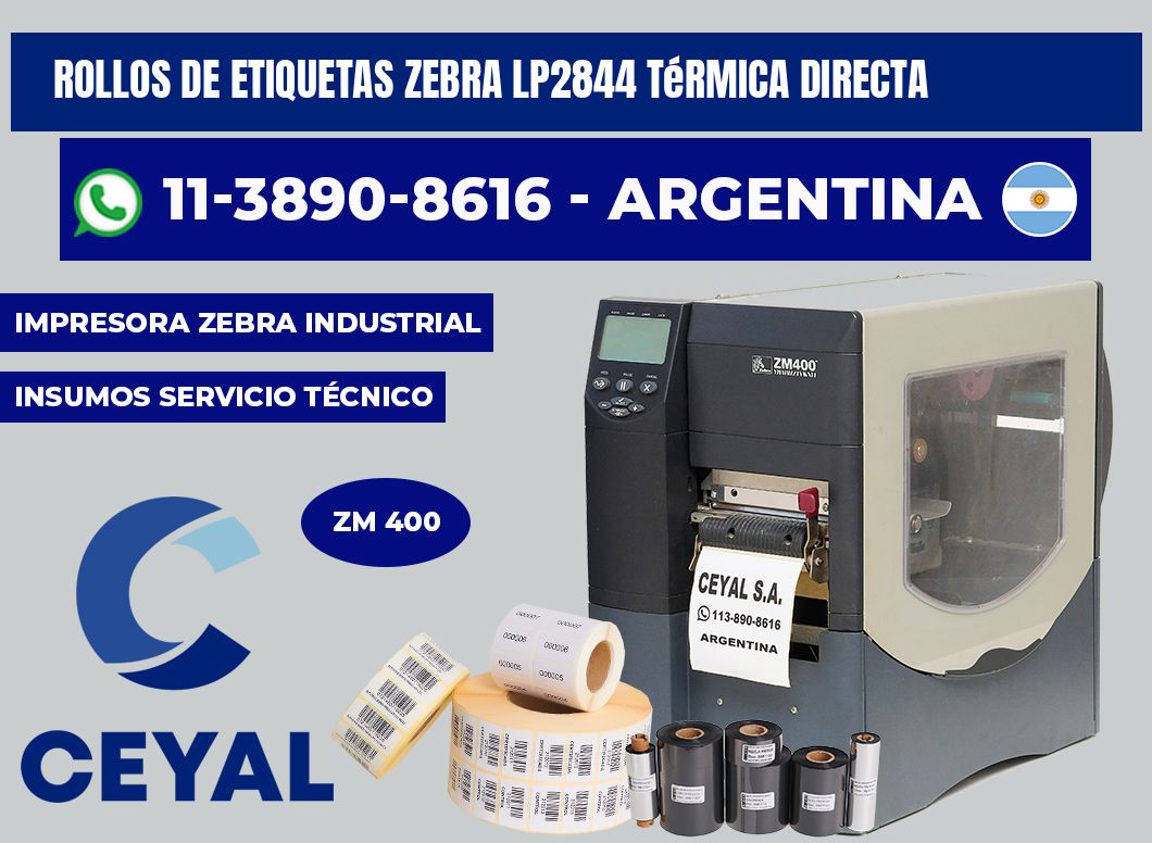 rollos de etiquetas zebra LP2844 térmica directa