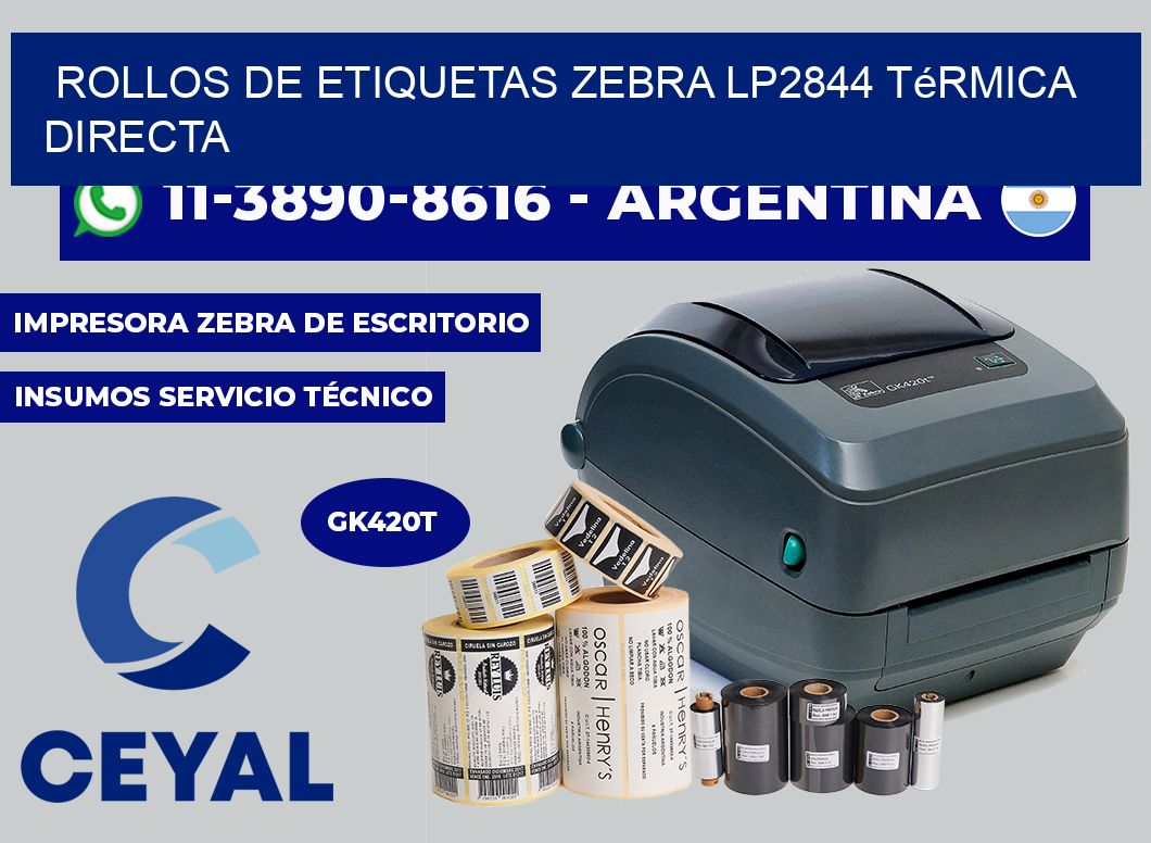 rollos de etiquetas zebra LP2844 térmica directa