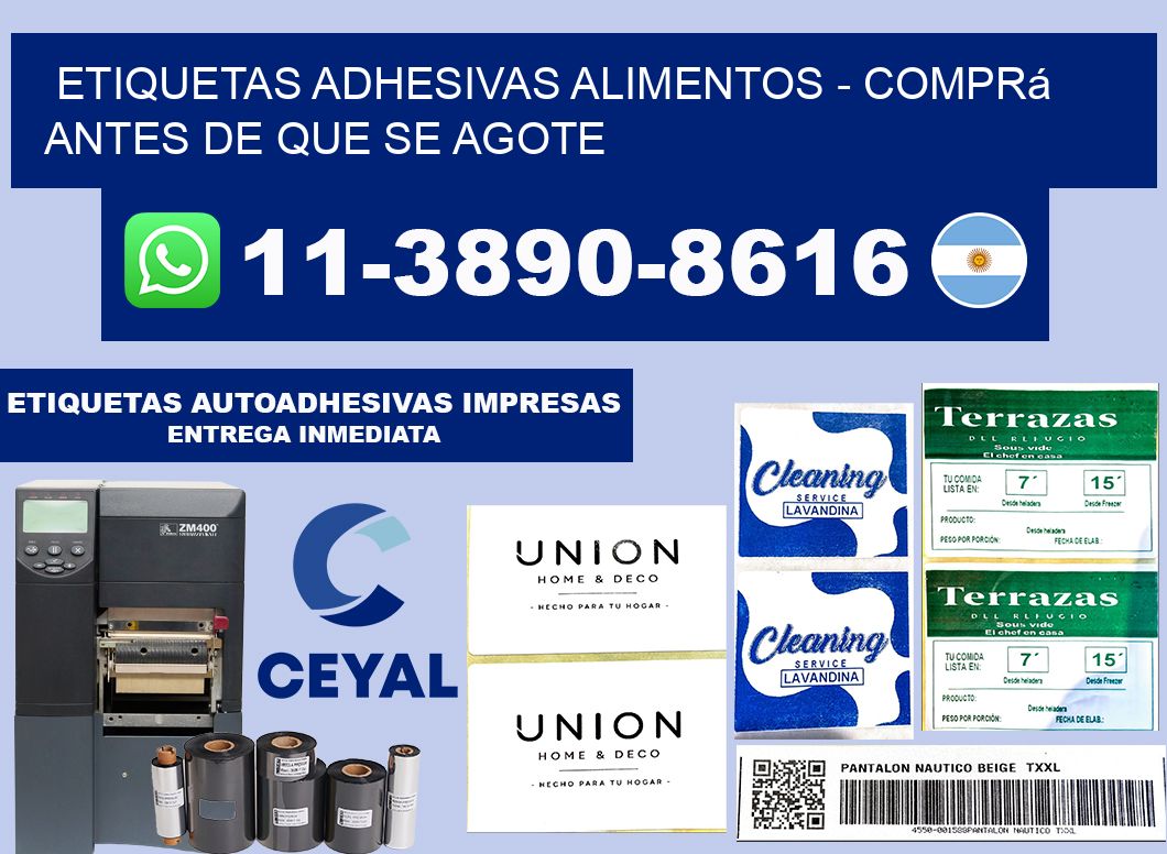 ETIQUETAS ADHESIVAS ALIMENTOS - Comprá antes de que se agote