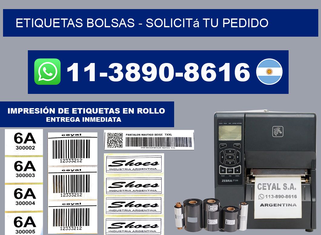 ETIQUETAS BOLSAS - Solicitá tu pedido