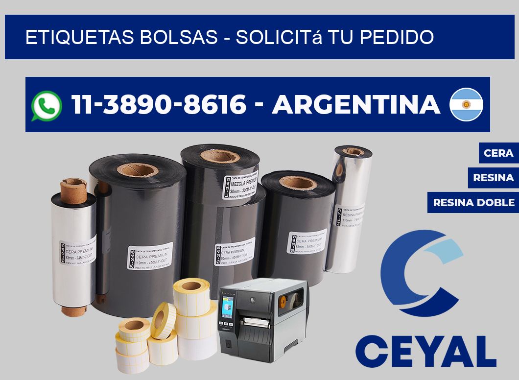 ETIQUETAS BOLSAS - Solicitá tu pedido