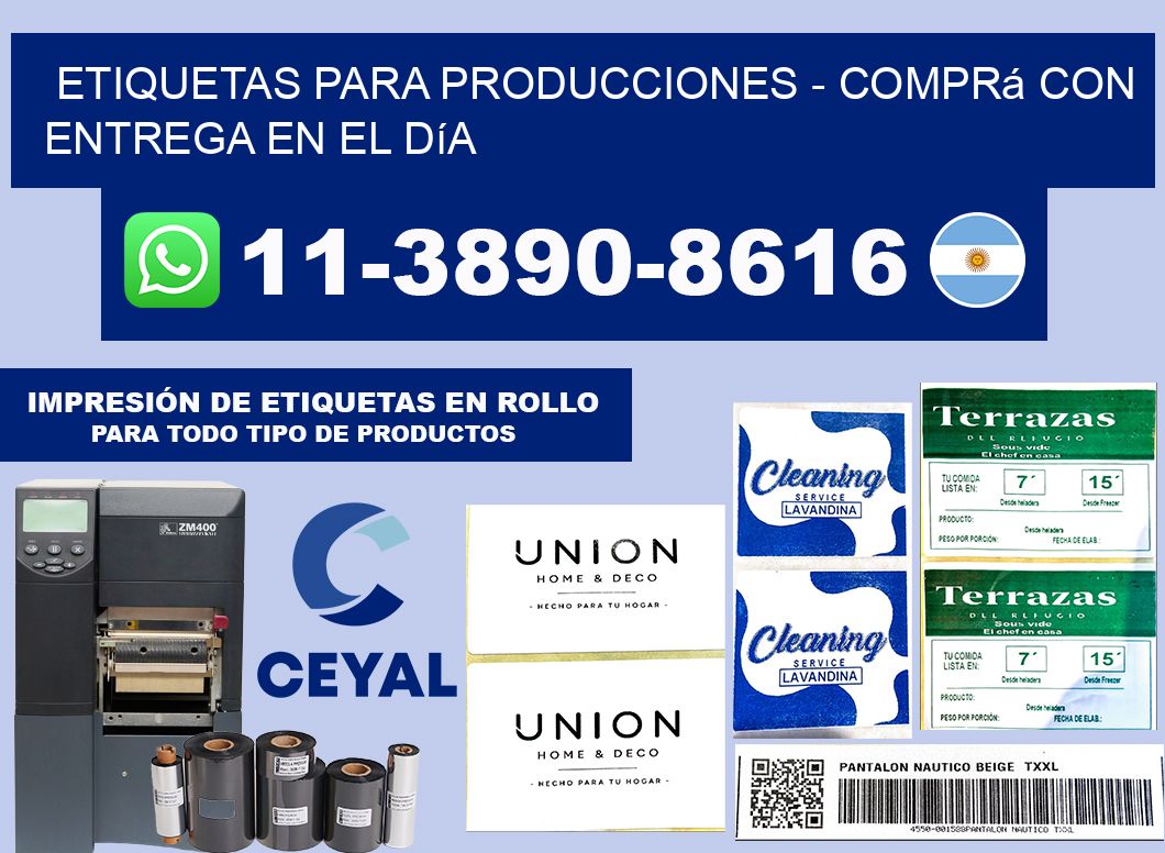 ETIQUETAS PARA PRODUCCIONES - Comprá con entrega en el día