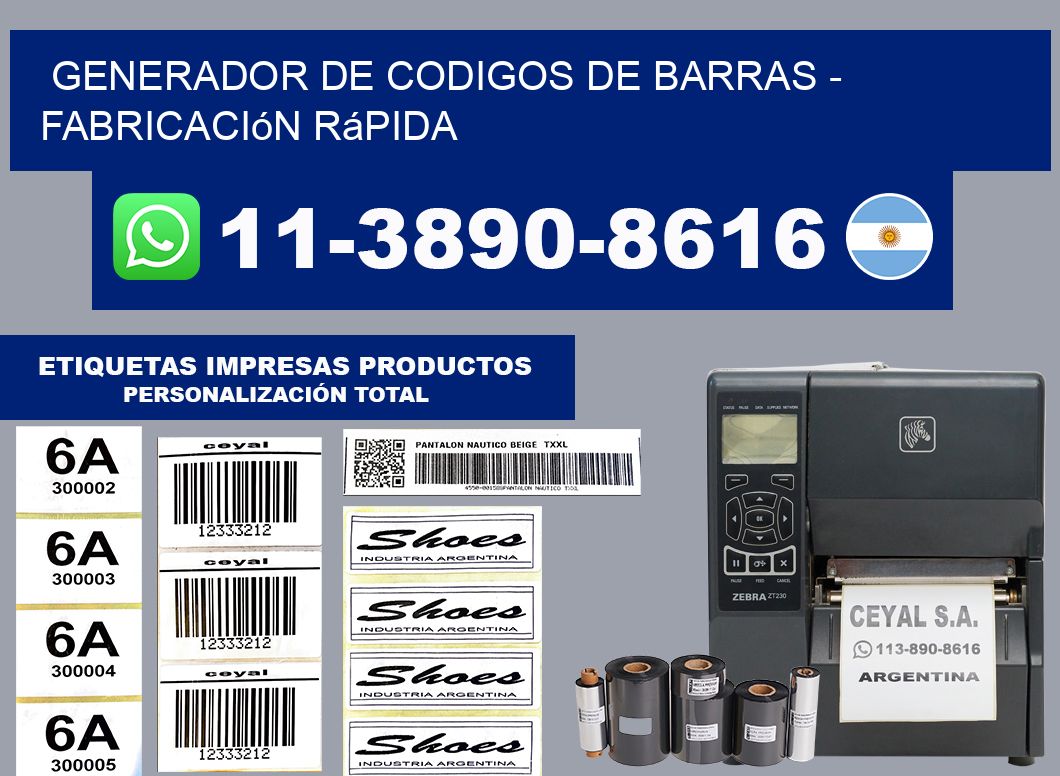 generador de codigos de barras - Fabricación rápida