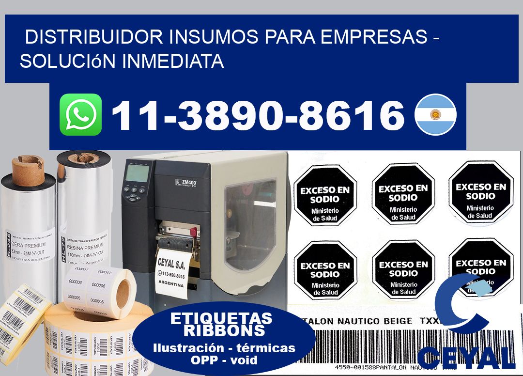 DISTRIBUIDOR INSUMOS PARA EMPRESAS - Solución inmediata